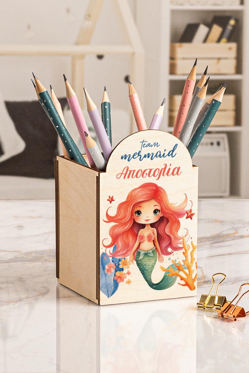 Μολυβοθήκη Προσωποποιημένη για Παιδιά με Σχέδιο Γοργόνα