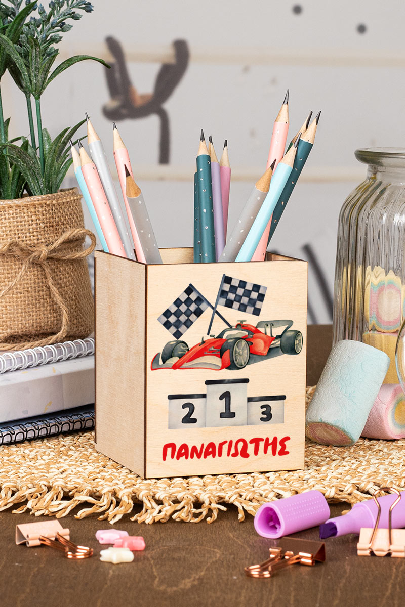 Μολυβοθήκη Προσωποποιημένη για Παιδιά με Σχέδιο Αυτοκίνητο