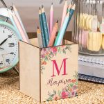 Μολυβοθήκη Προσωποποιημένη για Παιδιά με Σχέδιο Λουλούδια