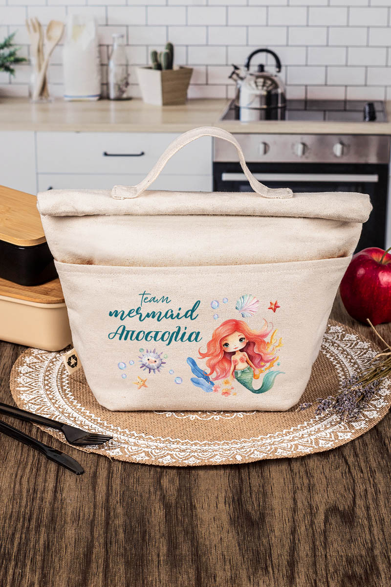 Ισοθερμικό Τσαντάκι Φαγητού με το Όνομα του Παιδιού, Team Mermaid
