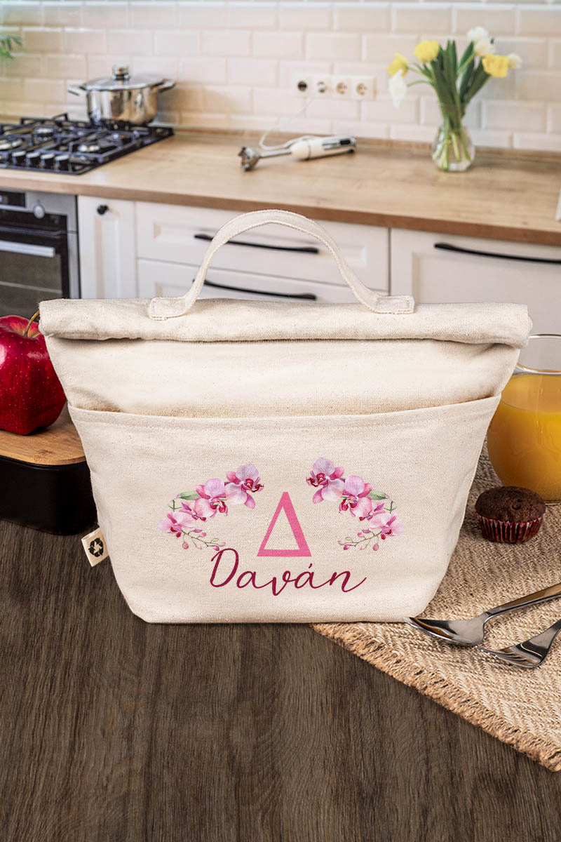 Ισοθερμικό Τσαντάκι Φαγητού Παιδικό με Όνομα, Pink Orchid
