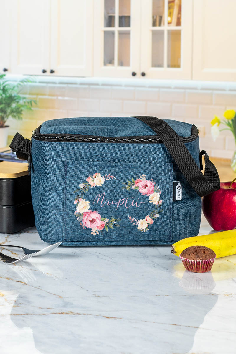 Ισοθερμικό Τσαντάκι Φαγητού Παιδικό με Όνομα, Pink Flowers