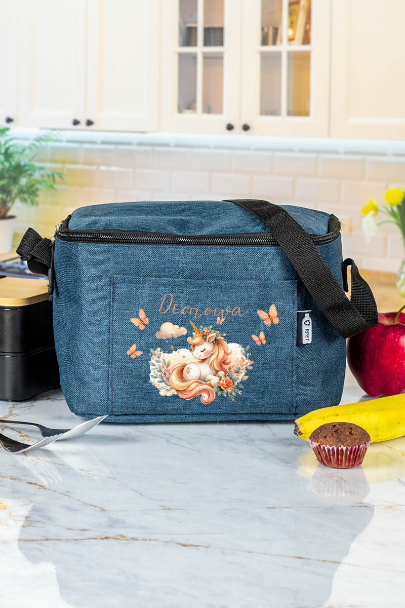 Ισοθερμικό Τσαντάκι Φαγητού Παιδικό με Όνομα, Unicorn In Roses