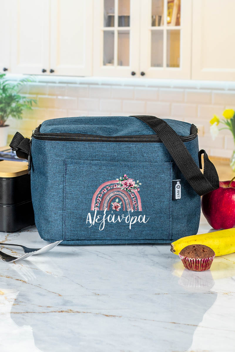 Ισοθερμικό Τσαντάκι Φαγητού Παιδικό με Όνομα, Floral Rainbow