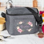 Ισοθερμικό Τσαντάκι Φαγητού Παιδικό με Όνομα, Pink Flowers