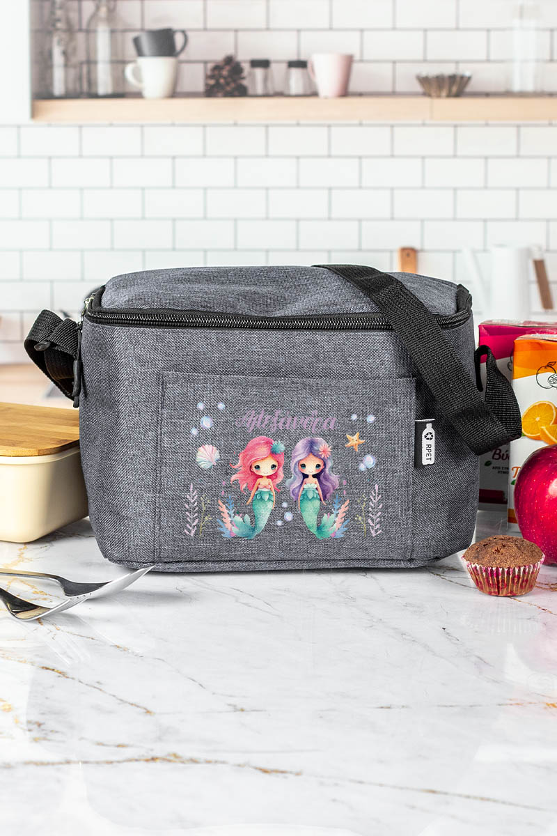 Ισοθερμικό Τσαντάκι Φαγητού Παιδικό, με Όνομα, Twin Mermaid