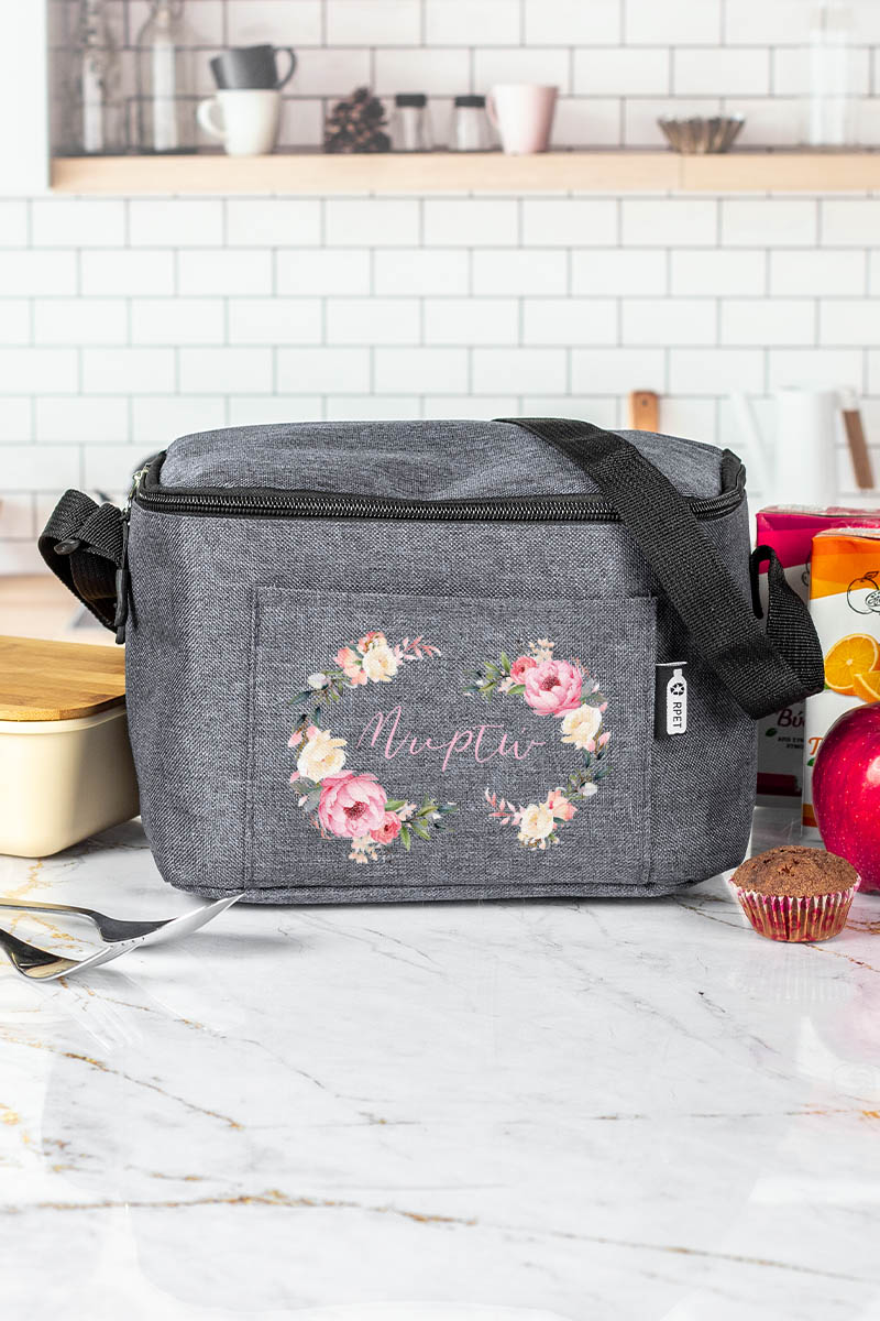 Ισοθερμικό Τσαντάκι Φαγητού Παιδικό με Όνομα, Pink Flowers