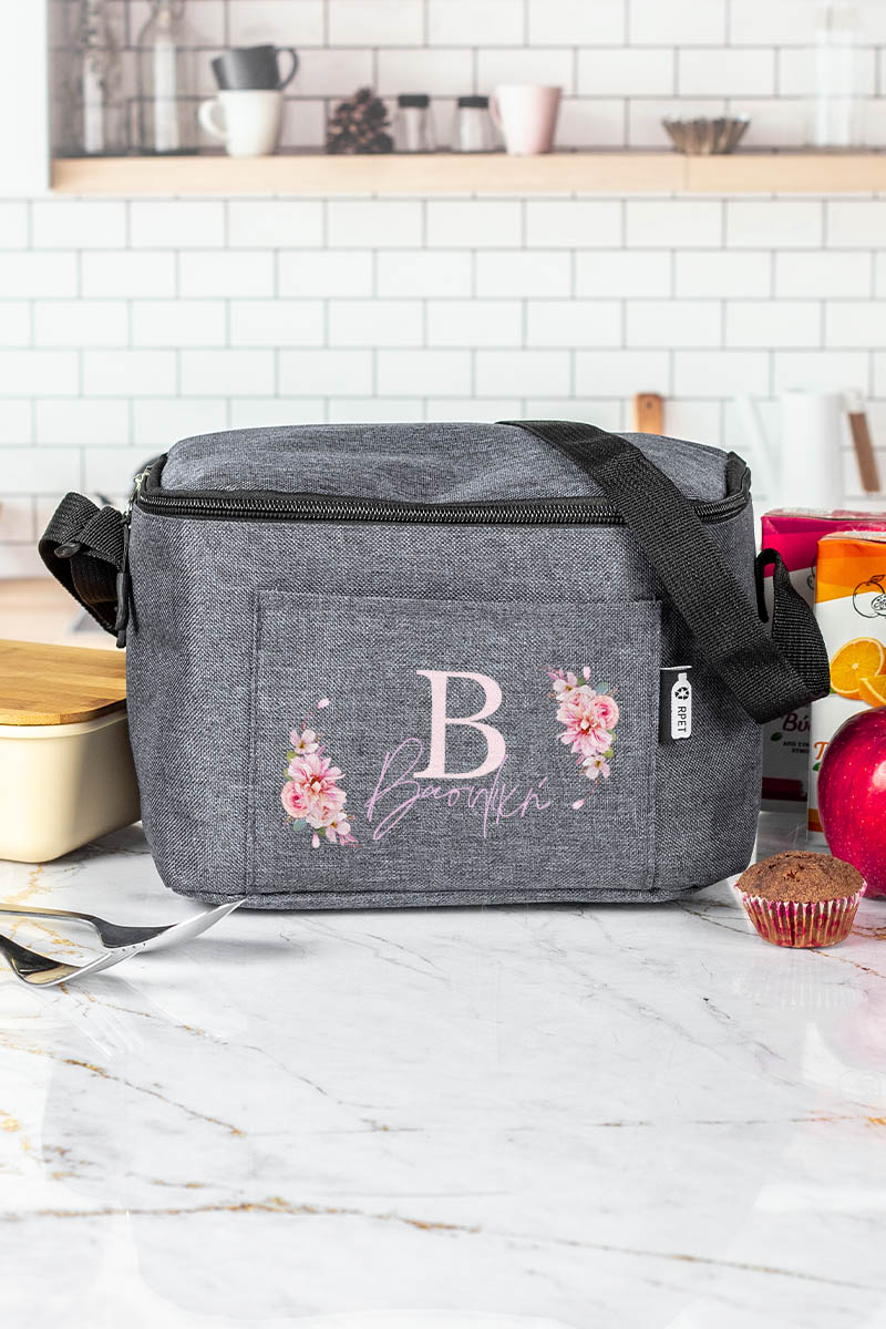 Ισοθερμικό Τσαντάκι Φαγητού Παιδικό με Όνομα, Monogram Flower