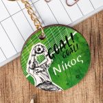 Προσωποποιημένο Μπρελόκ Παιδικό Ξύλινο με Όνομα, Goalkeeper