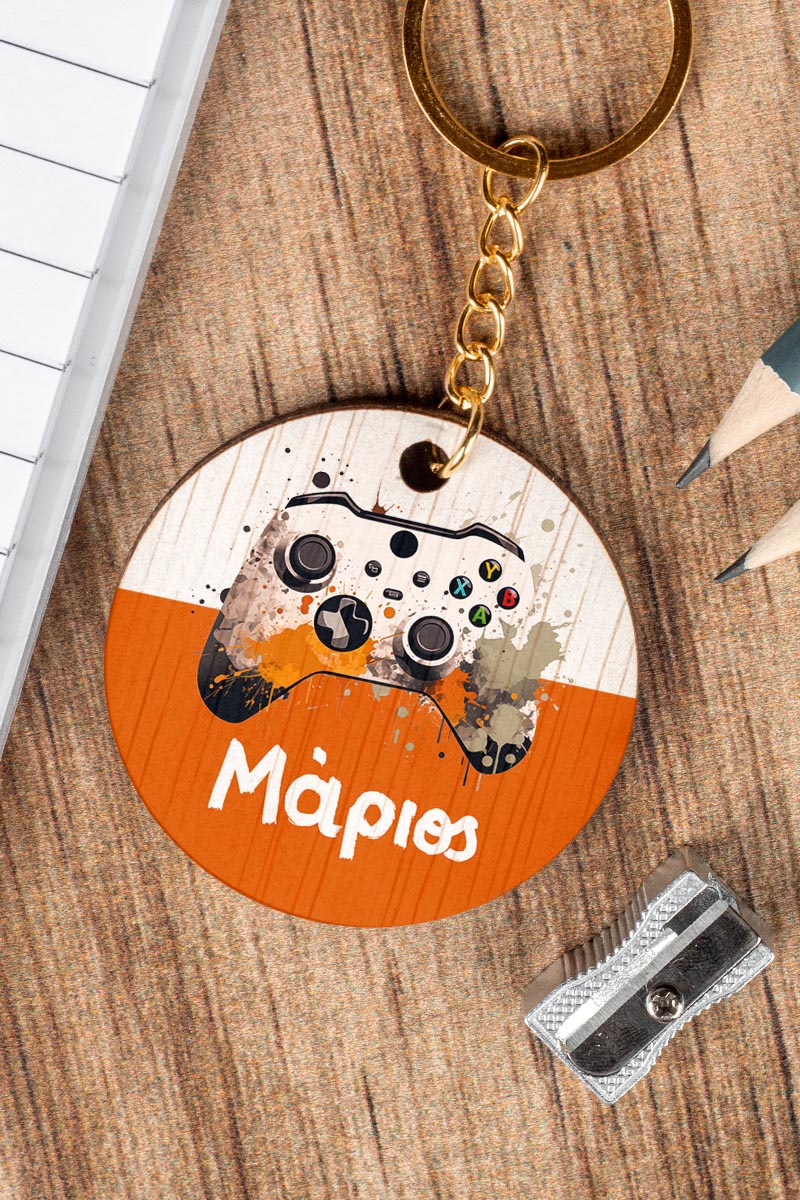 Προσωποποιημένο Μπρελόκ Παιδικό Ξύλινο με Όνομα, Joystick
