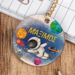 Προσωποποιημένο Μπρελόκ Παιδικό Ξύλινο με Όνομα, Spaceman