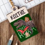 Προσωποποιημένο Μπρελόκ Παιδικό Ξύλινο με Όνομα, Dino