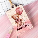 Προσωποποιημένο Μπρελόκ Παιδικό Ξύλινο με Όνομα, Teddy Bear