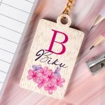 Προσωποποιημένο Μπρελόκ Παιδικό Ξύλινο με Όνομα, Pink