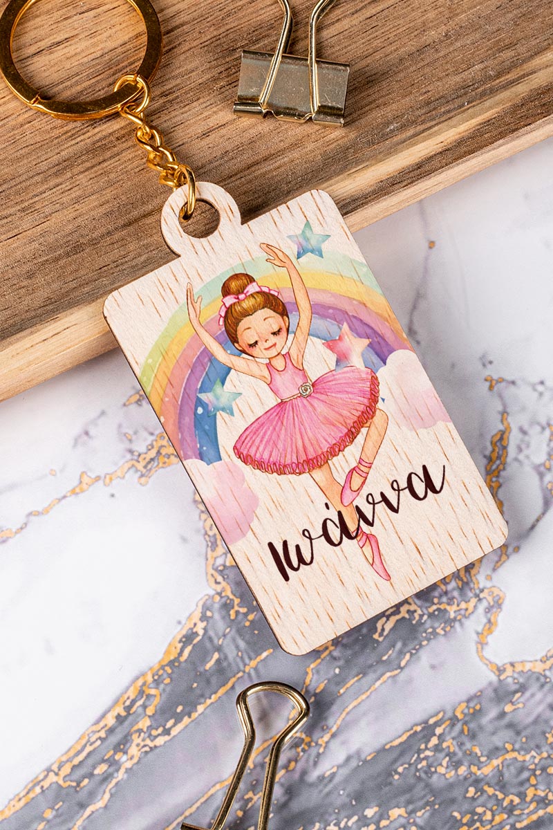 Προσωποποιημένο Μπρελόκ Παιδικό Ξύλινο με Όνομα, Dancer