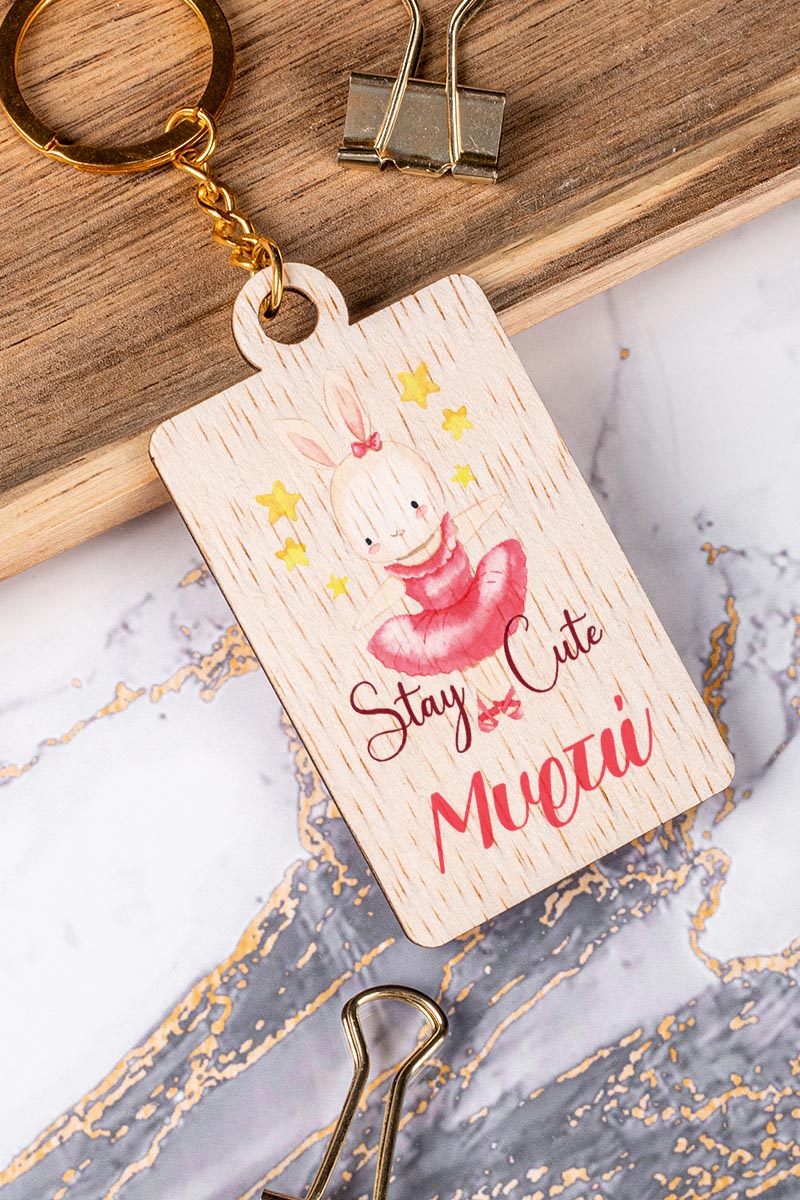 Προσωποποιημένο Μπρελόκ Παιδικό Ξύλινο με Όνομα, Bunny