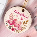 Προσωποποιημένο Μπρελόκ Παιδικό Ξύλινο με Όνομα, Hearts