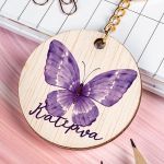 Προσωποποιημένο Μπρελόκ Παιδικό Ξύλινο με Όνομα, Butterfly