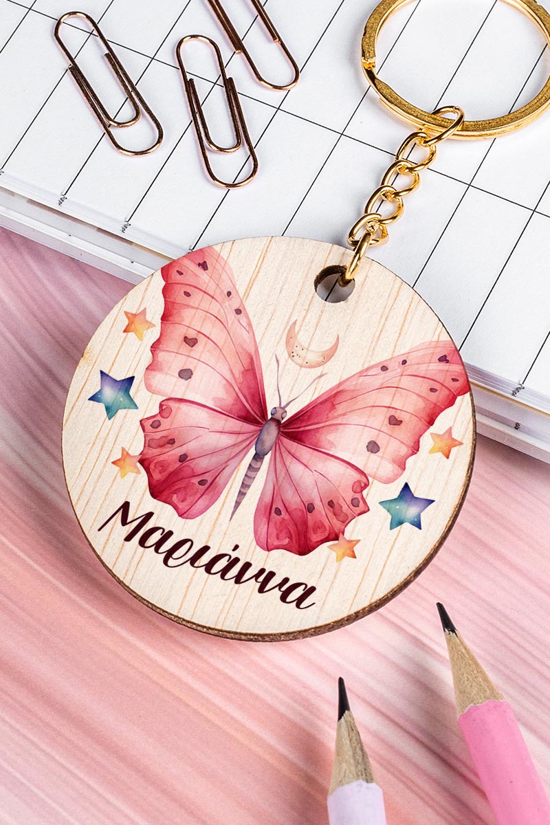 Προσωποποιημένο Μπρελόκ Παιδικό Ξύλινο με Όνομα, Star