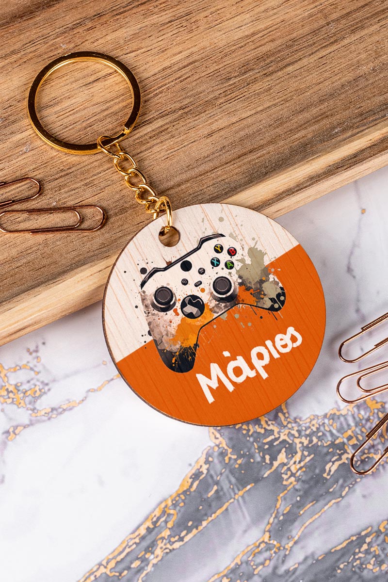 Προσωποποιημένο Μπρελόκ Παιδικό Ξύλινο με Όνομα, Joystick