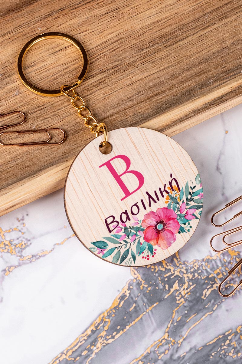 Προσωποποιημένο Μπρελόκ Παιδικό Ξύλινο με Όνομα, Bouquet