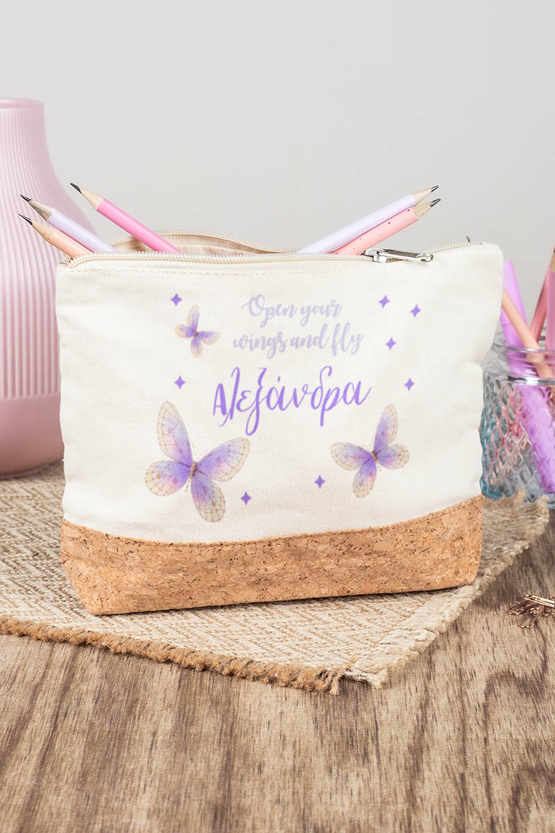 Κασετίνα - Τσαντάκι Μεγάλης Χωρητικότητας με Σχέδιο Πεταλούδες