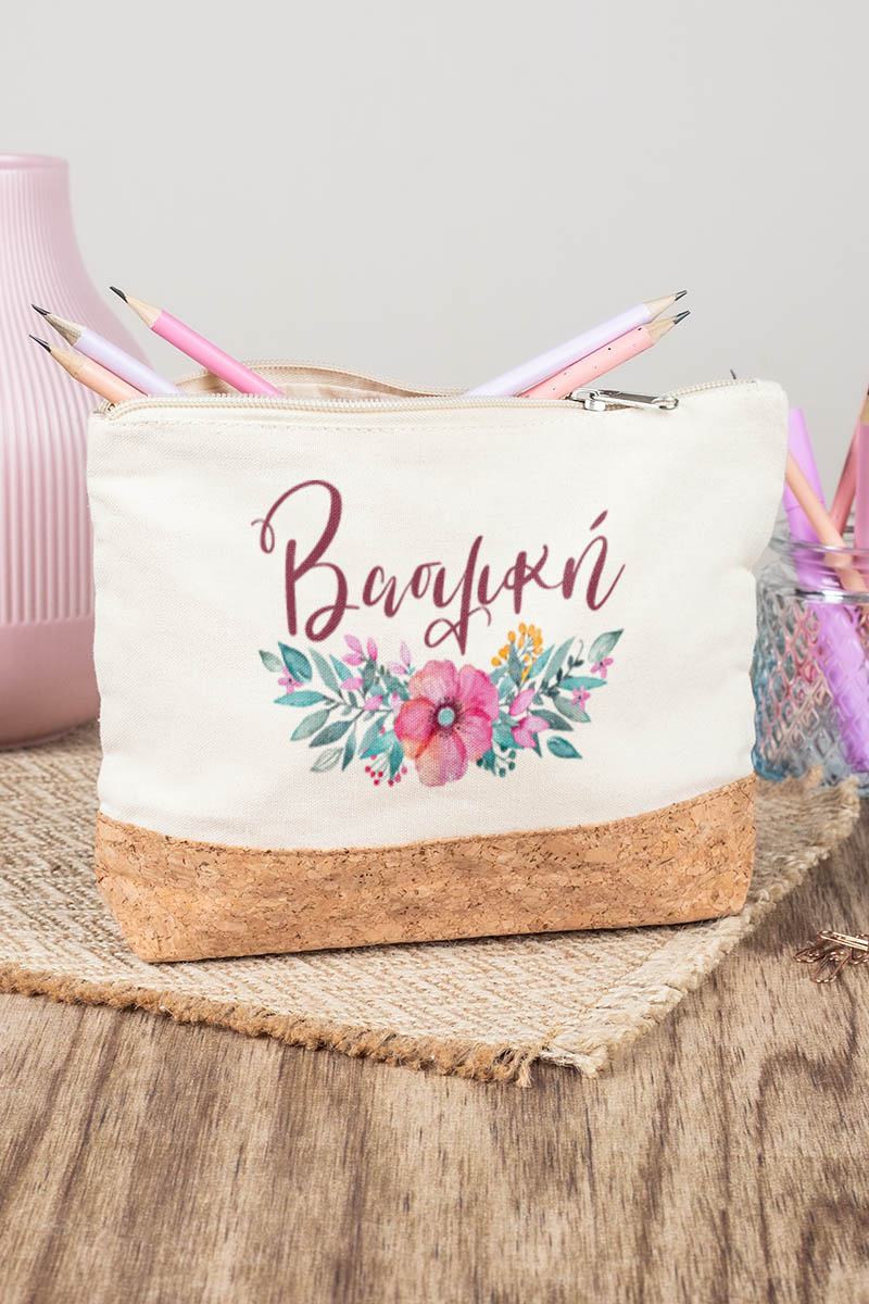 Κασετίνα - Τσαντάκι Μεγάλης Χωρητικότητας με Σχέδιο Ανθοδέσμη