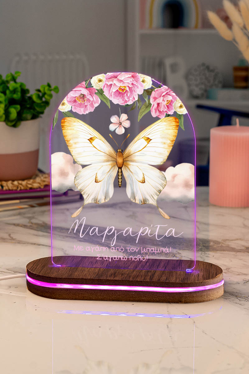 Φωτιστικό για Παιδικό Δωμάτιο με Σχέδιο Λουλούδια Και Πεταλούδα