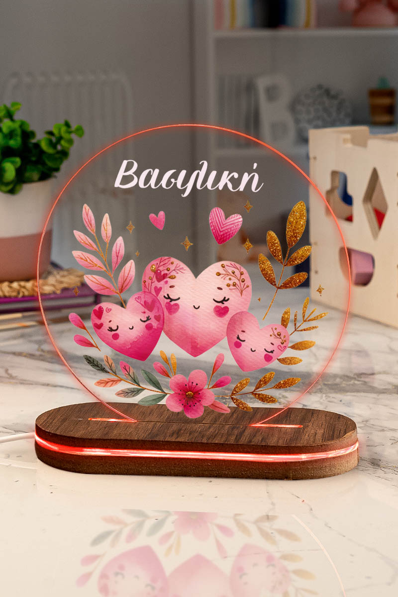 Φωτιστικό για Παιδικό Δωμάτιο με Σχέδιο Καρδιές Λουλούδια