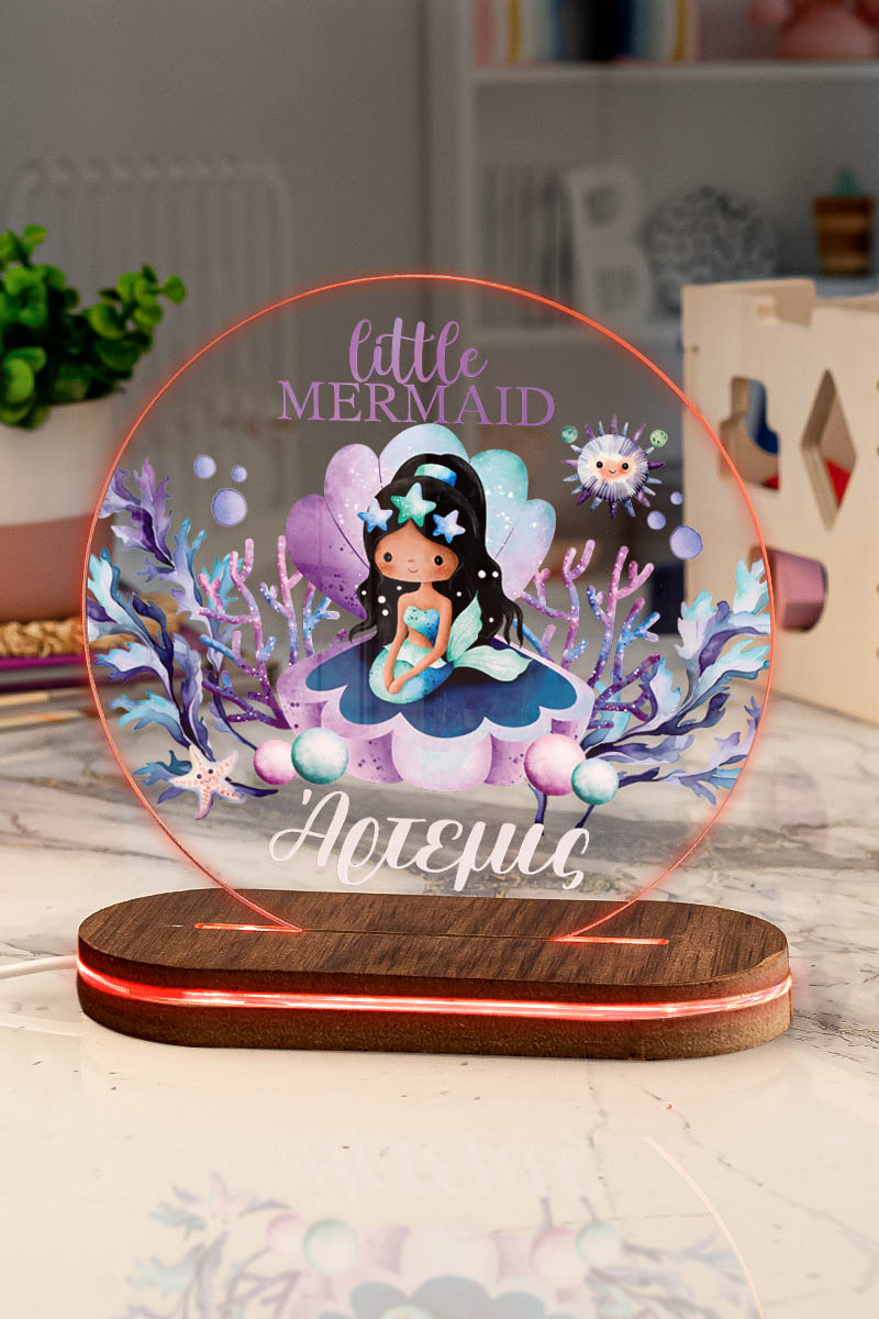 Φωτιστικό για Παιδικό Δωμάτιο με Σχέδιο Γοργόνα Και Κοράλια