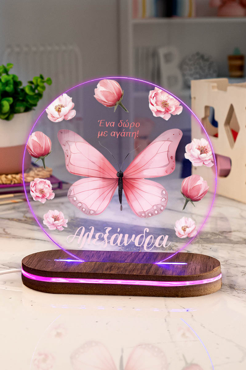 Φωτιστικό για Παιδικό Δωμάτιο με Σχέδιο Πεταλούδα Και Λουλούδια