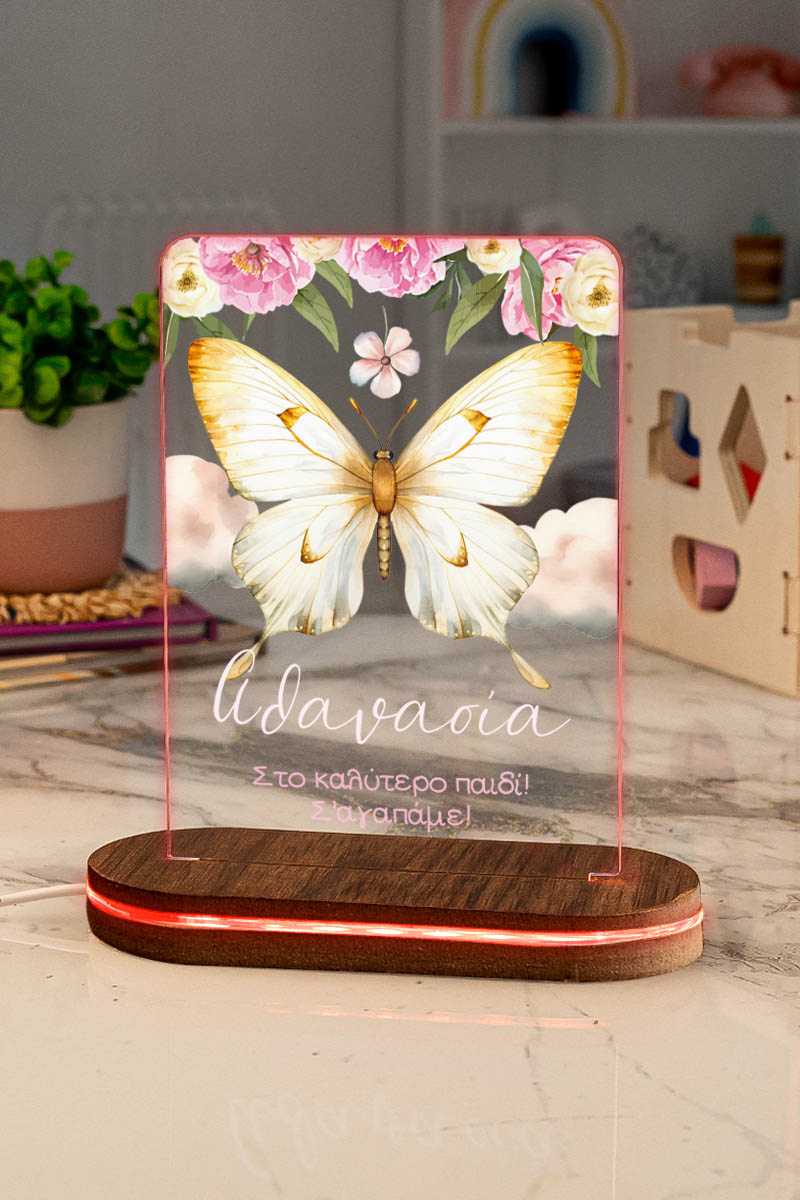 Φωτιστικό για Παιδικό Δωμάτιο με Σχέδιο Πεταλούδα Με Λουλούδια