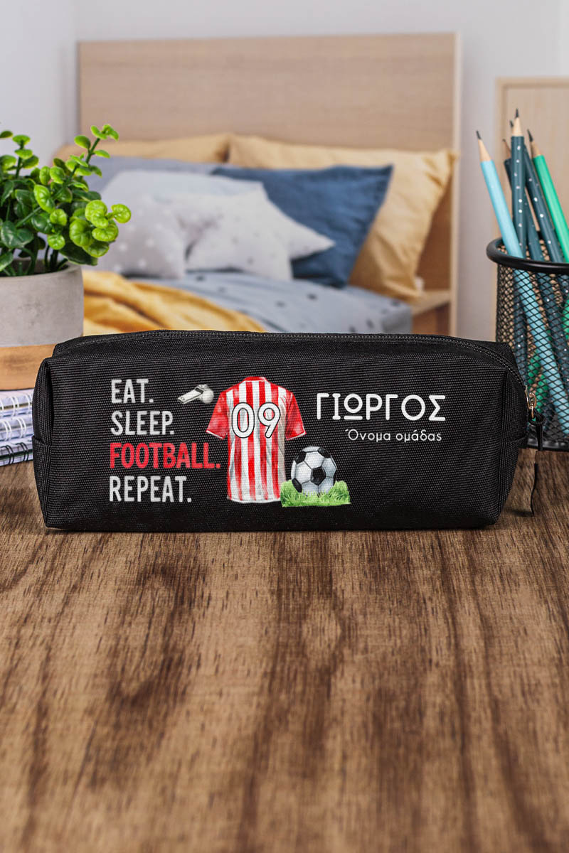 Σχολική Κασετίνα με Όνομα, σε Μαύρο Χρώμα & Σχέδιο Φανέλα 1