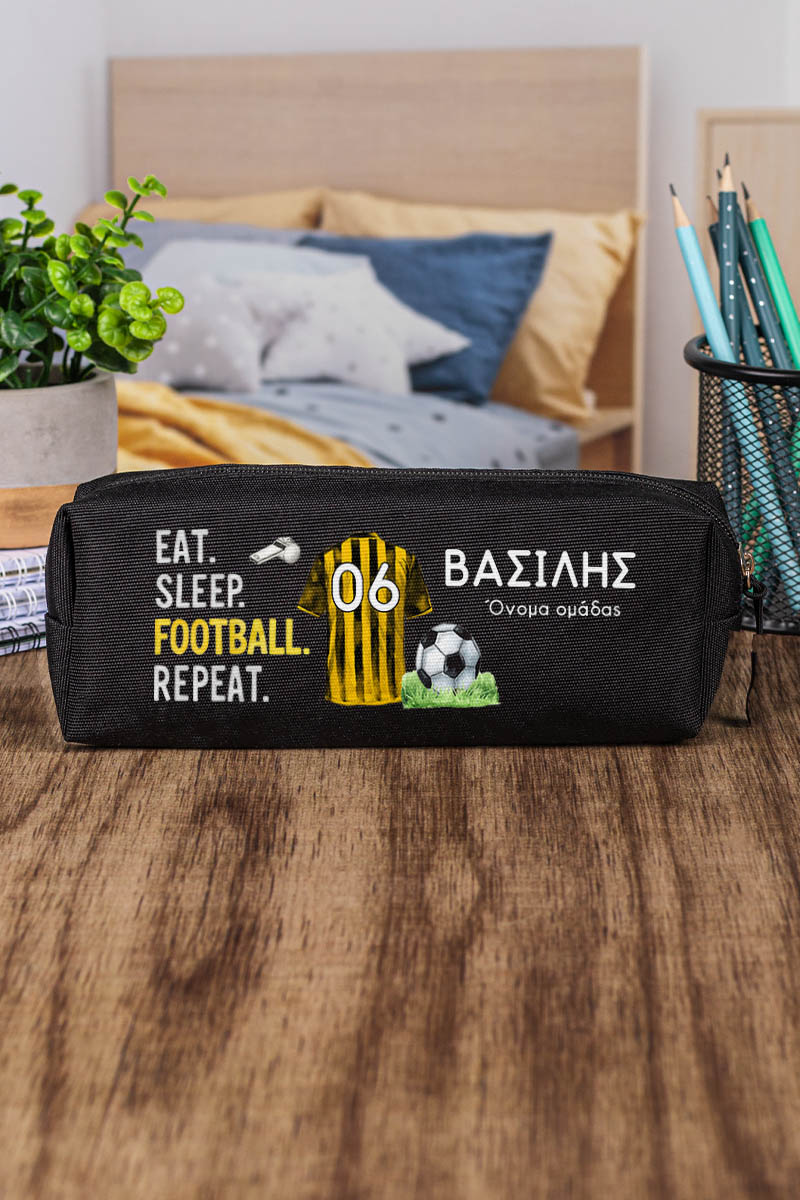 Σχολική Κασετίνα με Όνομα, σε Μαύρο Χρώμα & Σχέδιο Φανέλα 2