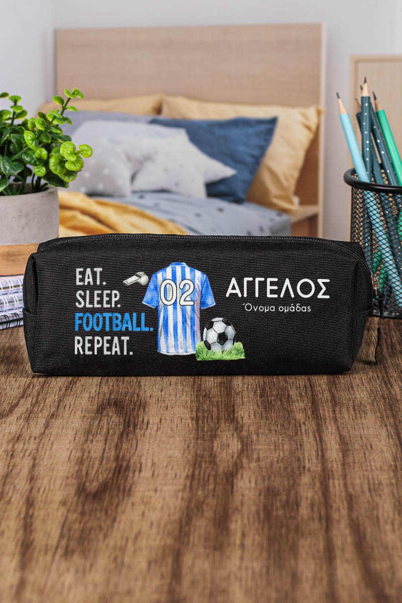 Σχολική Κασετίνα με Όνομα, σε Μαύρο Χρώμα & Σχέδιο Φανέλα 5