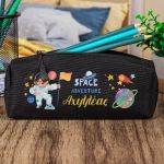 Σχολική Κασετίνα με Όνομα, σε Μαύρο Χρώμα & Σχέδιο Space