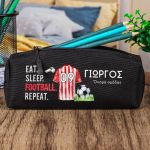 Σχολική Κασετίνα με Όνομα, σε Μαύρο Χρώμα & Σχέδιο Φανέλα 1