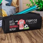 Σχολική Κασετίνα με Όνομα, σε Μαύρο Χρώμα & Σχέδιο Φανέλα 1