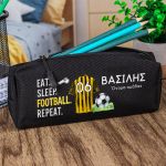 Σχολική Κασετίνα με Όνομα, σε Μαύρο Χρώμα & Σχέδιο Φανέλα 2