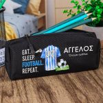 Σχολική Κασετίνα με Όνομα, σε Μαύρο Χρώμα & Σχέδιο Φανέλα 5