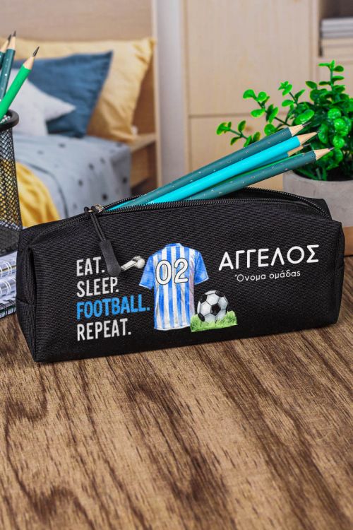 Σχολική Κασετίνα με Όνομα, σε Μαύρο Χρώμα & Σχέδιο Φανέλα 5