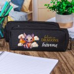 Σχολική Κασετίνα με Όνομα, σε Μαύρο Χρώμα & Σχέδιο Δράκος