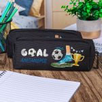 Σχολική Κασετίνα με Όνομα, σε Μαύρο Χρώμα & Σχέδιο Γκολ