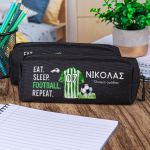 Σχολική Κασετίνα με Όνομα, σε Μαύρο Χρώμα & Σχέδιο Φανέλα 3