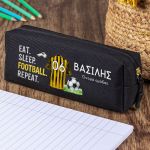 Σχολική Κασετίνα με Όνομα, σε Μαύρο Χρώμα & Σχέδιο Φανέλα 2