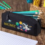 Σχολική Κασετίνα με Όνομα, σε Μαύρο Χρώμα & Σχέδιο Astronaut