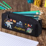 Σχολική Κασετίνα με Όνομα, σε Μαύρο Χρώμα & Σχέδιο Space