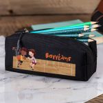 Σχολική Κασετίνα με Όνομα, σε Μαύρο Χρώμα & Σχέδιο Τρίπλα