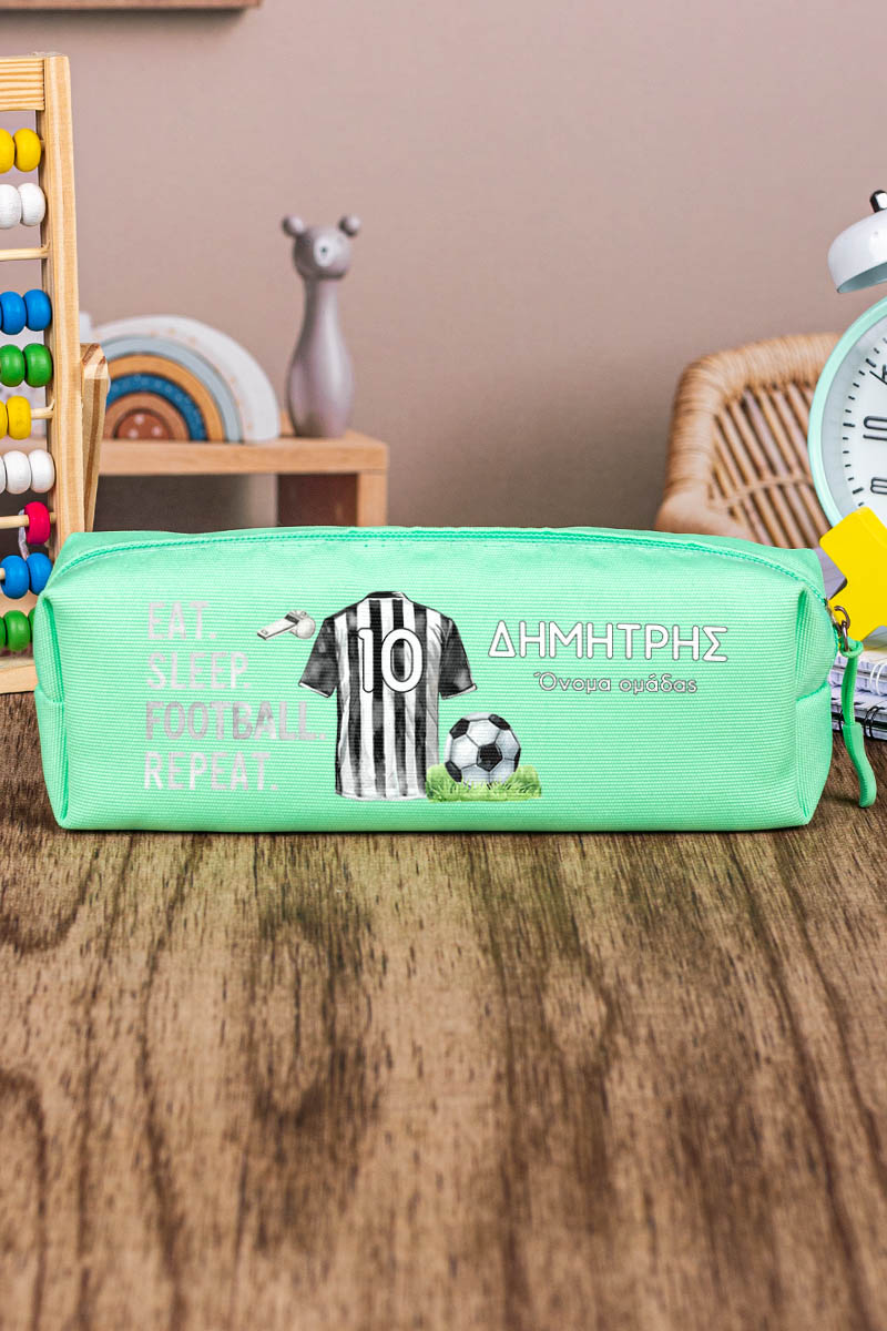 Σχολική Κασετίνα με Όνομα, σε Πετρόλ Χρώμα & Σχέδιο Φανέλα 4