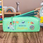 Σχολική Κασετίνα με Όνομα, σε Πετρόλ Χρώμα & Σχέδιο Space